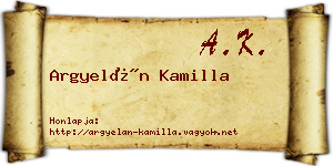 Argyelán Kamilla névjegykártya